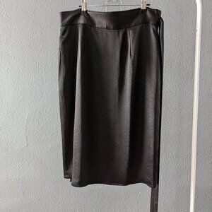 Wildfang Empower Black Satin Wrap Midi Skirt Sz Medium